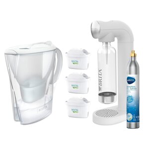 Dzbanek filtrujący BRITA Marella Biały + 3 wkłady Maxtra Pro Pure Performance + Saturator BRITA Sodaone Biały