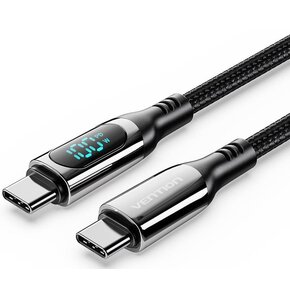 Kabel USB-C USB-C VENTION z wyświetlaczem 100W 2m Czarny