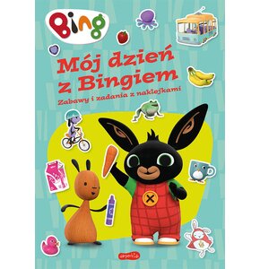 Książka z naklejkami Mój dzień z Bingiem Zabawy i zadania z naklejkami (miękka okładka)