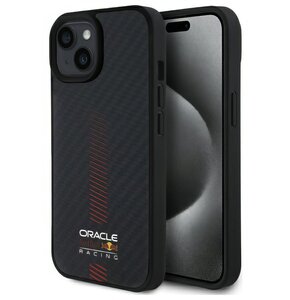 Etui RED BULL Carbon Fiber Power Bar MagSafe do Apple iPhone 15 Czarny