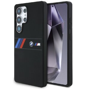 Etui BMW Silicone Middle Tricolor Stripes MagSafe do Samsung Galaxy S25 Ultra Czarny