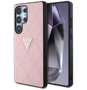 Etui GUESS Hot stamp 4G Pattern Triangle Metal Logo do Samsung Galaxy S25 Ultra Różowy