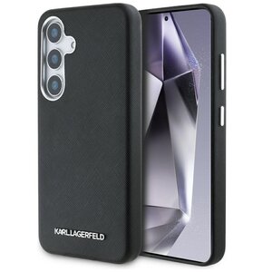 Etui KARL LAGERFELD Saffiano Full Wrapped Elongated Metal Logo MagSafe do Samsung Galaxy S25+ Czarny
