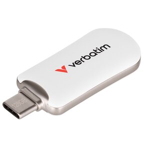 Pendrive VERBATIM Plectra 128GB, USB-C 3.0, Odczyt 100 Mb/s, Zapis 25 Mb/s, Biały