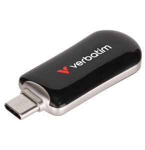 Pendrive VERBATIM Plectra 256GB, USB-C 3.0, Odczyt 100 Mb/s, Zapis 25 Mb/s, Czarny