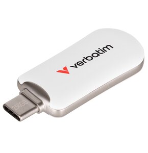 Pendrive VERBATIM Plectra 256GB, USB-C 3.0, Odczyt 100 Mb/s, Zapis 25 Mb/s, Biały