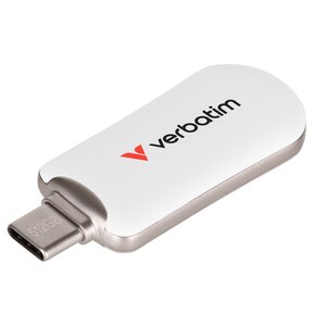Pendrive VERBATIM Plectra 512GB, USB-C 3.0, Odczyt 100 Mb/s, Zapis 25 Mb/s, Biały