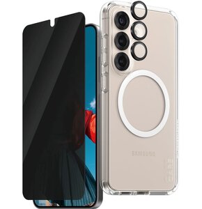 Etui PANZERGLASS Flagship 3w1 do Samsung Galaxy S25+ Przezroczysty + Szkło prywatyzujące + Szkło na obiektyw