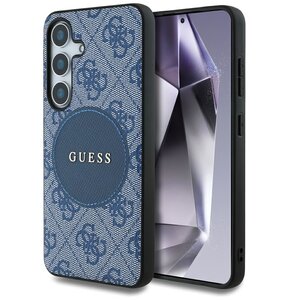Etui GUESS 4G Round Patch Classic Logo MagSafe do Samsung Galaxy S25+ Niebieski