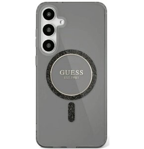 Etui GUESS Glitter Circle Classic Logo MagSafe do Samsung Galaxy S25 Czarny