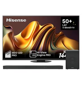 Telewizor HISENSE 75U8NQ 75" MINILED 4K 144Hz VIDAA Dolby Vision Dolby Atmos HDMI 2.1 + Soundbar HISENSE U5120GW 5.1.2-kanałowy, Bezprzewodowy Subwoofer, 4K,Dolby Atmos,DTS:X,DTS-HD Master,Bluetooth