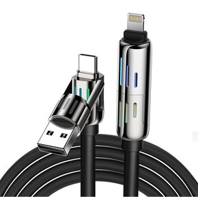 Kabel USB-C/USB-A - USB-C/Lightning BLITZWOLF BW-HDC6 4w1 240W RGB 1.2 m Czarny
