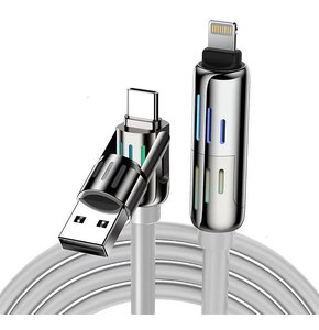 Kabel USB-C/USB-A - USB-C/Lightning BLITZWOLF BW-HDC6 4w1 240W RGB 1.2 m Szary