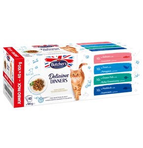 Karma dla kota BUTCHER'S Delicious Dinners Jumbo mix smaków dania z rybą (40 x 100 g)