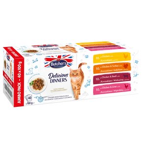 Karma dla kota BUTCHER'S Delicious Dinners Jumbo mix smaków dania z kurczakiem (40 x 100 g)