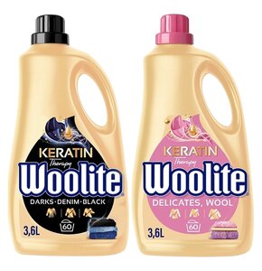 Płyn do prania WOOLITE Keratin Therapy Czarny 3600 ml + Płyn do prania WOOLITE Keratin Therapy Delicate 3600 ml