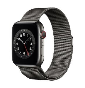 APPLE Watch 6 GPS + Cellular 44mm koperta ze stali nierdzewnej (grafitowy) + bransoleta mediolańska (grafitowy)