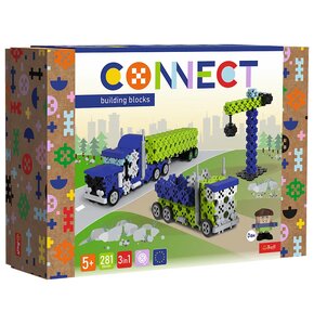 Klocki plastikowe TREFL Connect 3w1: Ciężarówka / Plac budowy 61977