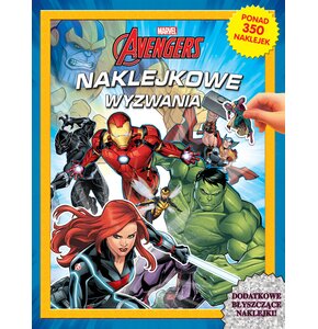 Książka z naklejkami Naklejkowe wyzwania. Marvel Avengers (miękka okładka)