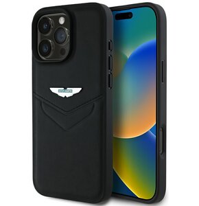 Etui ASTON MARTIN HC Leather Victory Design do Apple iPhone 16 Pro Max Czarny