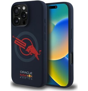 Etui RED BULL HC Silicone ORBR20 Logo Red Lining MagSafe do Apple iPhone 16 Pro Max Granatowy