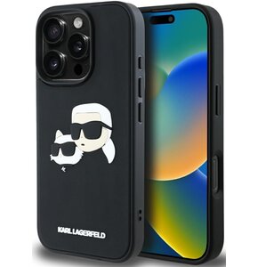 Etui KARL LAGERFELD HC 3D Rubber Double Heads do Apple iPhone 16 Pro Czarny