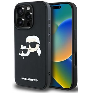 Etui KARL LAGERFELD HC 3D Rubber Double Heads do Apple iPhone 16 Pro Max Czarny