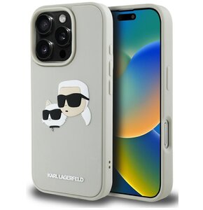 Etui KARL LAGERFELD HC 3D Rubber Double Heads do Apple iPhone 16 Pro Max Beżowy