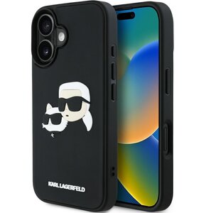 Etui KARL LAGERFELD HC 3D Rubber Double Heads do Apple iPhone 16 Czarny