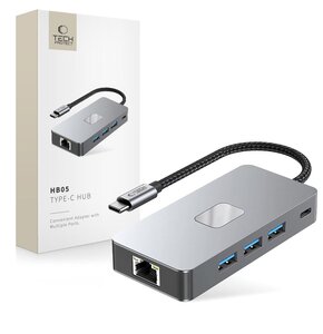 Hub TECH-PROTECT HB05 9w1 USB Typu C, Pasywny Szary