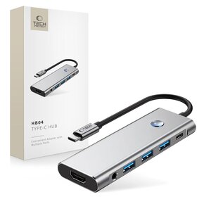 Hub TECH-PROTECT HB04 9w1 USB Typu C, Pasywny Szary
