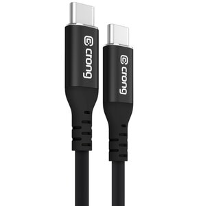 Kabel USB-C - USB-C CRONG Soft Link 0.25 m Czarny