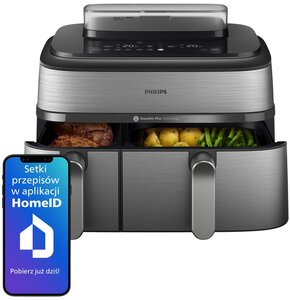 Air Fryer Frytkownica beztłuszczowa PHILIPS Ovi Dual Basket NA555/00 podwójny kosz i ponad 4000 darmowych przepisów