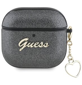 Etui na słuchawki GUESS Metallic Script Charm do Apple AirPods 4 Czarny