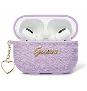 Etui na słuchawki GUESS Metallic Script Charm do Apple Airpods 4 Fioletowy
