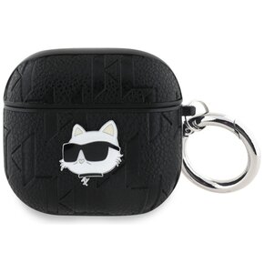 Etui na słuchawki KARL LAGERFELD Monogram Choupette Head do Apple Airpods 4 Czarny