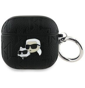 Etui na słuchawki KARL LAGERFELD Monogram Karl & Choupette Head do Apple Airpods 4 Czarny