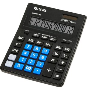 Kalkulator ELEVEN CDB1201BK-BL Zasilanie bateryjno-słoneczne, 4 pamięci