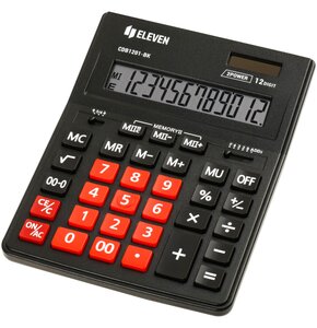 Kalkulator ELEVEN CDB1201BK-RD Zasilanie bateryjno-słoneczne, 4 pamięci
