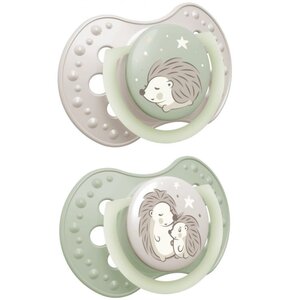 Smoczek LOVI Night&Day Hedgehog 18 m+ (2 szt.) Zielono-szary