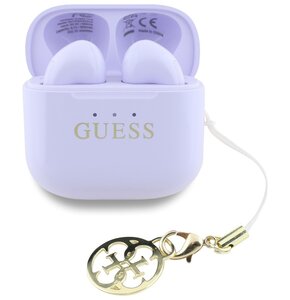 Słuchawki douszne GUESS Glossy Effect Printed Classic Logo & Charm  Lawendowy