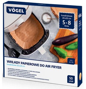 Foremki papierowe VÖGEL do Air Fryer 20 x 20 cm (50 sztuk)