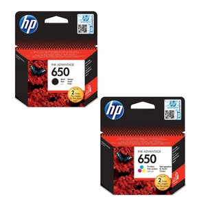 Tusz HP 650 Czarny 6.5 ml CZ101AE + Tusz HP 650 Kolorowy 5 ml CZ102AE