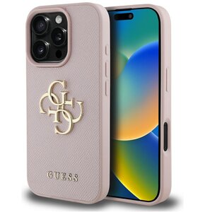 Etui GUESS Grained Big 4G Logo Small Classic Logo do Apple iPhone 16 Pro Max Różowy