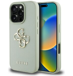 Etui GUESS Grained Big 4G Logo Small Classic Logo do Apple iPhone 16 Pro Max Zielony