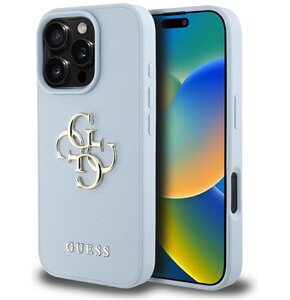 Etui GUESS Grained Big 4G Logo Small Classic Logo do Apple iPhone 16 Pro Niebieski