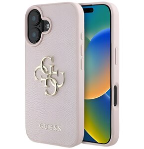 Etui GUESS Grained Big 4G Logo Small Classic Logo do Apple iPhone 16 Różowy