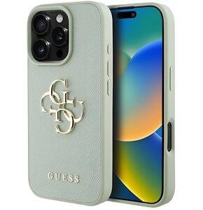 Etui GUESS Grained Big 4G Logo Small Classic Logo do Apple iPhone 16 Pro Zielony