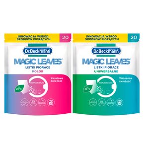 Listki do prania DR BECKMANN Magic Leaves Kolor (20 sztuk) + Listki do prania DR BECKMANN Magic Leaves Uniwersalne (20 sztuk)