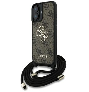 Etui GUESS 4G Big Logo Cord Stap Crossbody do Apple iPhone 16 Brązowy